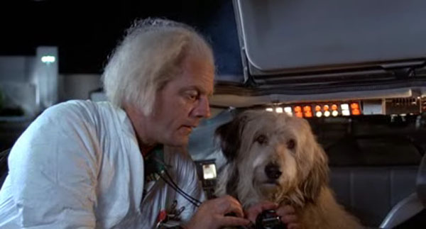 Dr. Emmett Brown and his dog Einstein