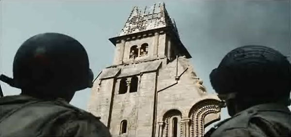 Miller and Reiben reading the signs of sniper Jackson in the church tower